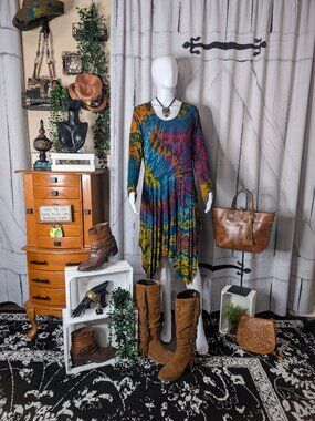 The Collection Royal Tie Dye Dress Asymmetrical Hem L/XL NWOT
